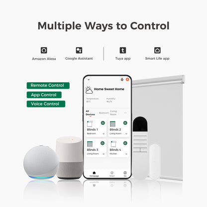 Allesin Motorized Roller Blinds with Remote Control for Windows, Blackout Smart Roller Shade, Battery Powered Electric Smart Blind (White,H72 x W31)