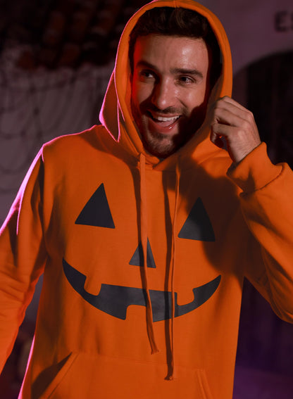 Arvilhill Men's Stylish Halloween Sweatshirt Long Sleeve Pumpkin Hoodie Jack O' Lantern Daily Costume Drawstring Orange XL