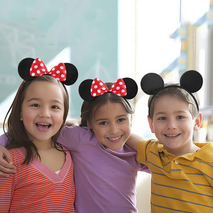 20 Pack Mouse Ears Solid Bow ears Headband for Birthday Party Supplies and Mouse Themed costume Cosplay Decoration