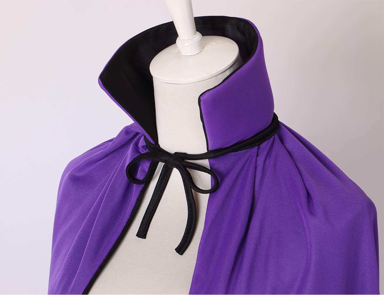 55" Stand Collar Reversible Cloak Masquerade Cape Costume, Black and Purple (55"/140cm, Black and Purple)