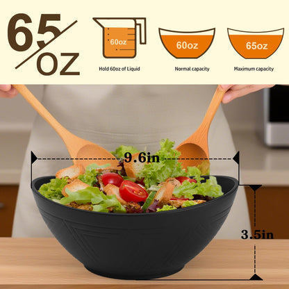 Homienly 9.6 inch Serving Bowls, Large Serving Dishes for Wedding Parties, 60 Oz for Salad, Side Dishes, Pasta, Oval Shape, Microwave & Dishwasher Safe, Set of 4, Black