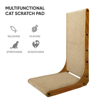 AGYM Cat Scratcher, 26 inch L Shape Cat Scratching Pad for Indoor Cats, Durable Sustainable Cardboard Scratcher with Box, Recyclable Vertical Cat Scratch Pad to Protect Furniture, Large