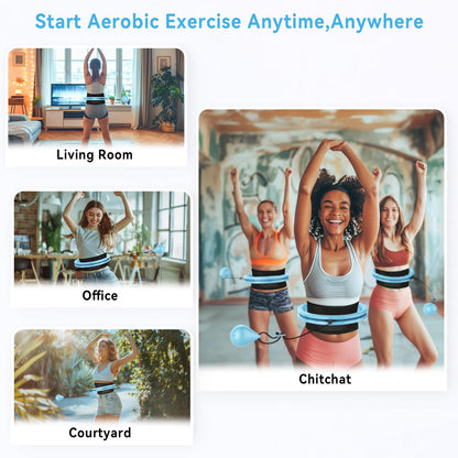 Infinity Weighted Hoop with Sweat Belt,Weighted Hula Hoop for Adults Weight Loss,Smart Waist Exercise Ring Infinity Fitness Hoop Plus Size,Waist Trimmer Workout Equipment for Women (Steady Blue)