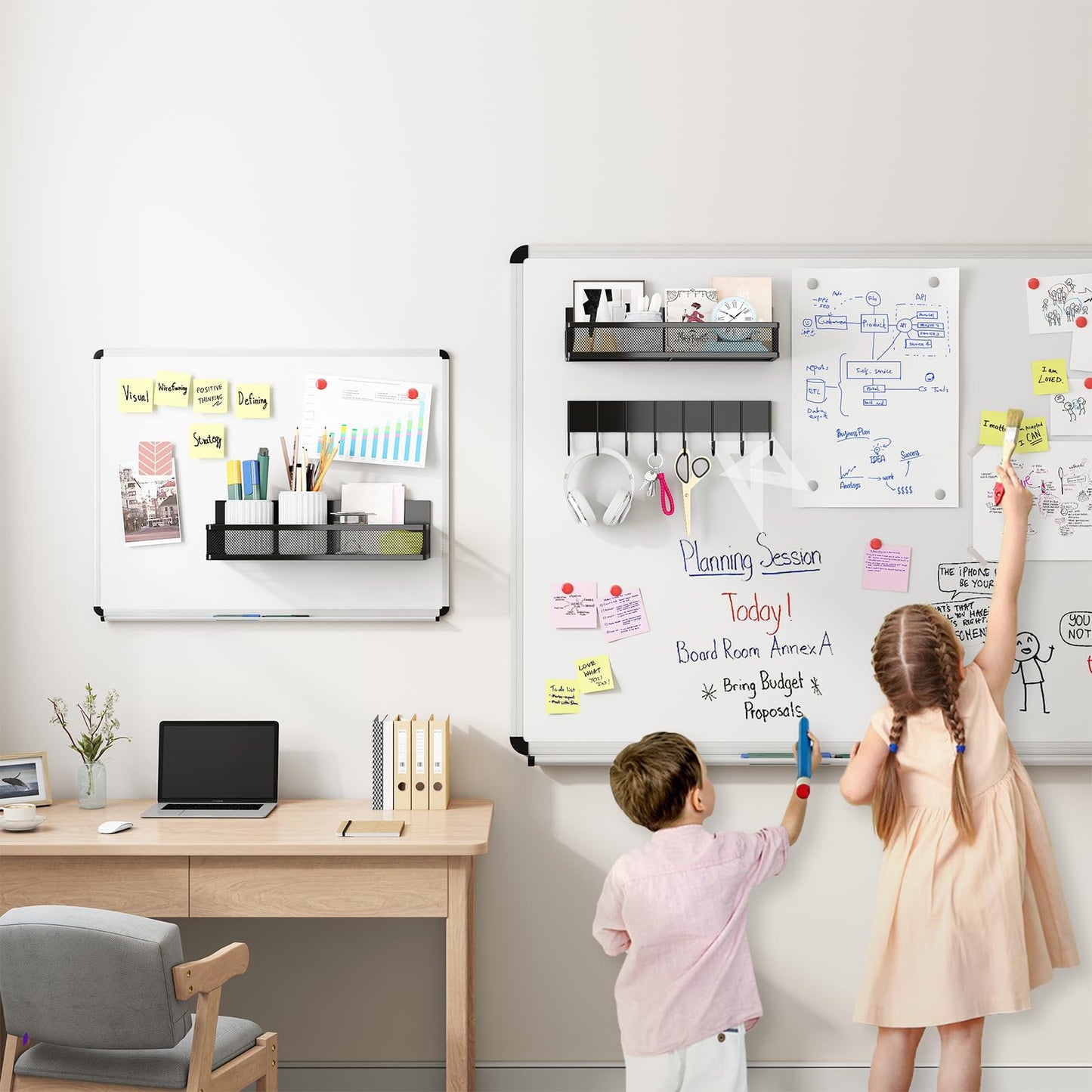 Aufworld Magnetic Spice Rack for Refrigerator, 3 Pack Magnetic Shelf, Moveable Fridge Organizer with 8-Hook Rack, Seasoning Organizer for Kitchen