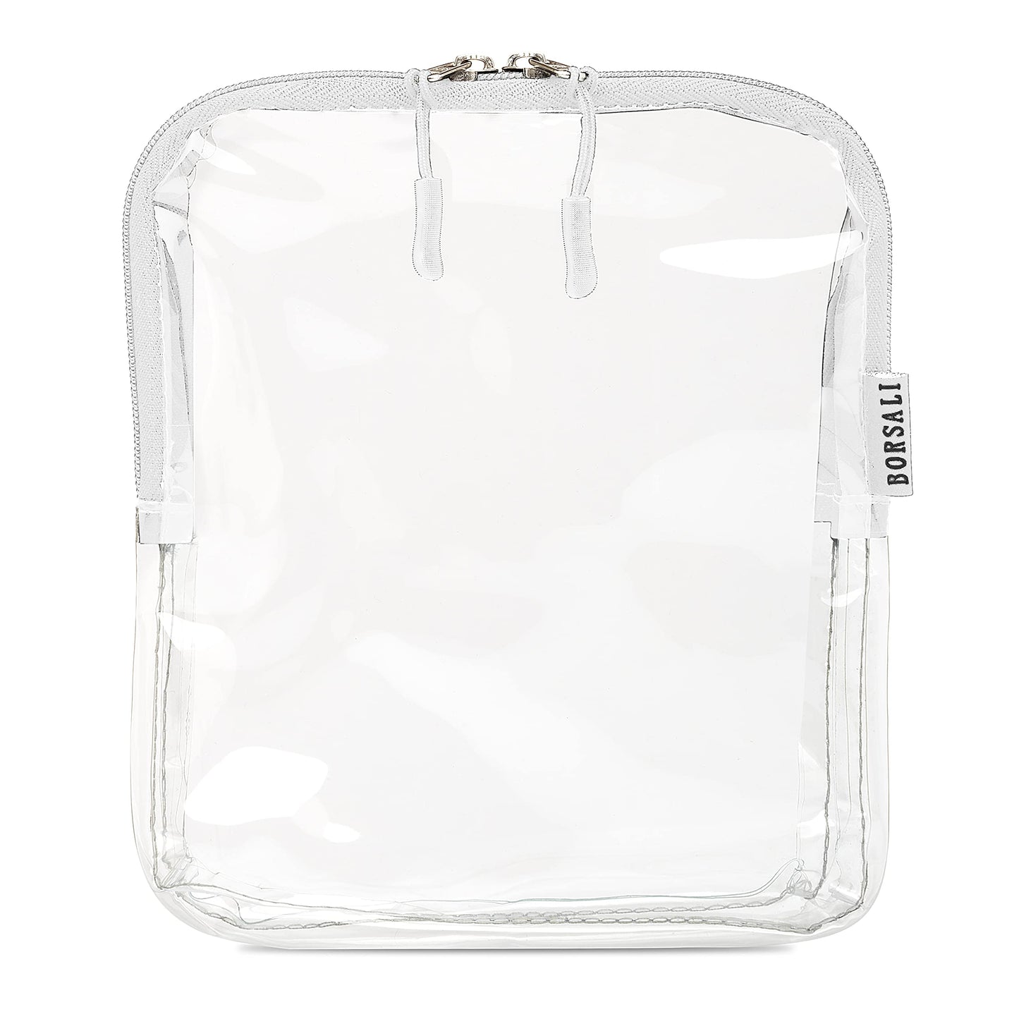BORSALI TSA-Approved Quart-Sized Bag for Carry-On Travel - One (1) Quart Clear Toiletries, Cosmetic and 3-1-1 Liquids Toiletry Bag - White
