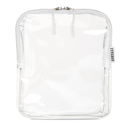 BORSALI TSA-Approved Quart-Sized Bag for Carry-On Travel - One (1) Quart Clear Toiletries, Cosmetic and 3-1-1 Liquids Toiletry Bag - White