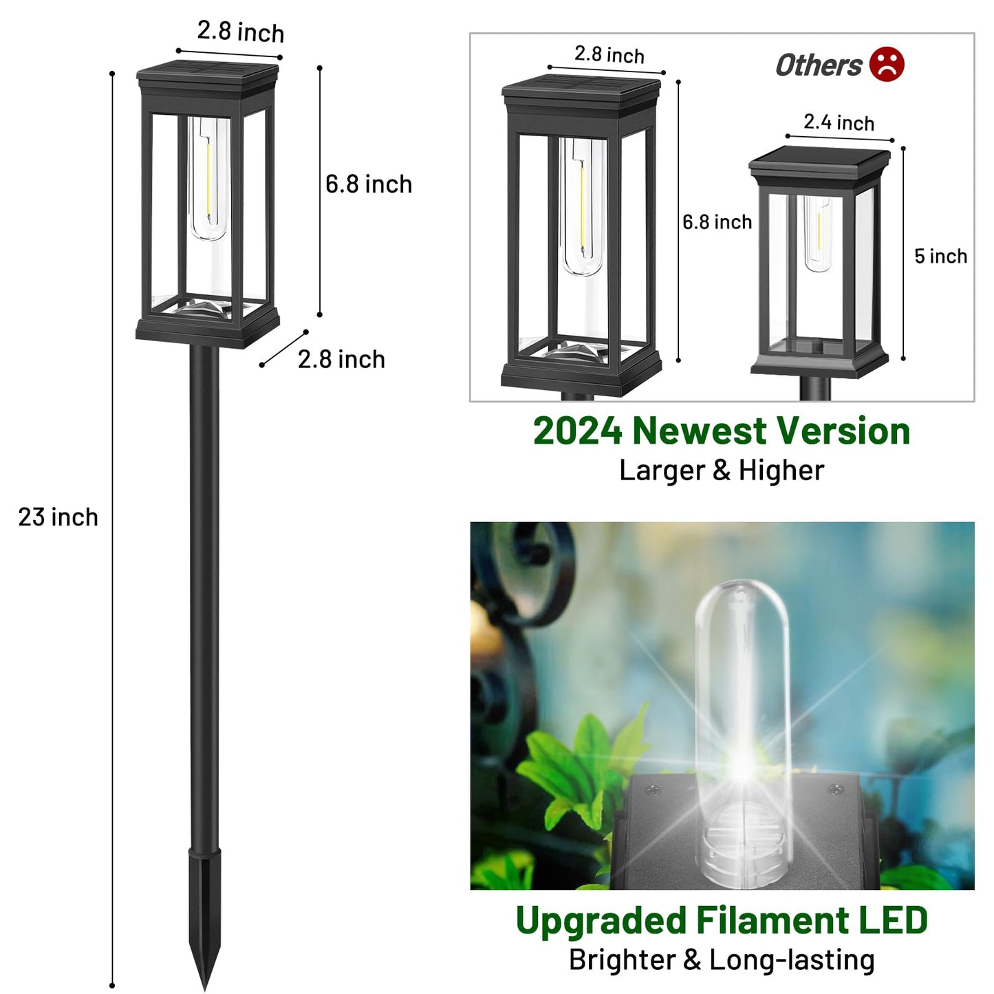 BesLowe 【Upgraded】 Solar Pathway Lights Outdoor, 8-Pack Large LED Solar Light Outdoor Waterproof, Super Bright Outside Lights for Yard, Sun-Powered Landscape Lighting for Garden Walkway, Cool White
