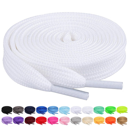 Booyckiy 2 Pairs Flat Shoe Laces for Sneakers, 2/5" Wide Athletic Shoelaces, Off White 48 inch(122cm)