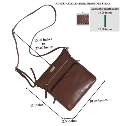 ASSOTS Smart Leather Crossbody Bag for Women – Triple Zip Crossover Purse Travel Bag Fits iPad Pro 11”