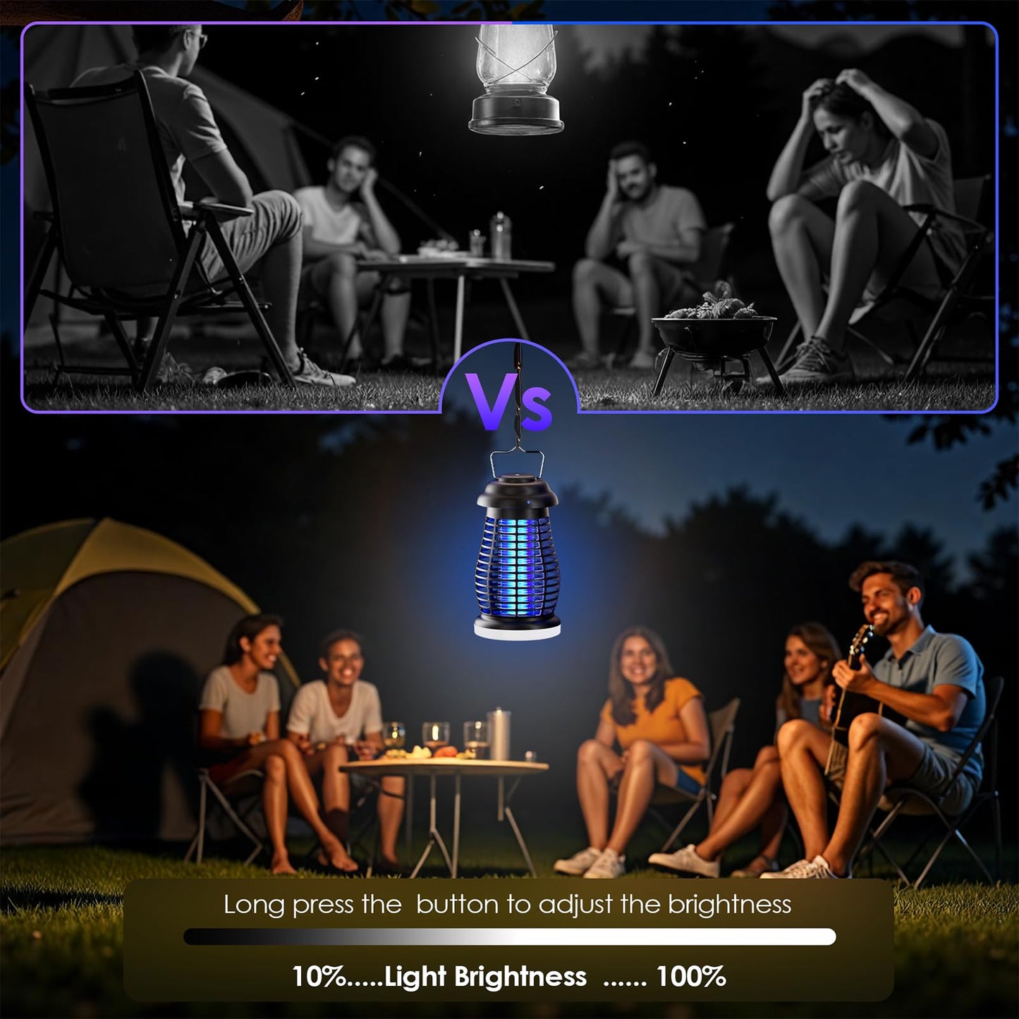 Bug Zapper Outdoor & Indoor Cordless Mosquito Zappers with Rechargeable 4800mAh Battery & Camping Light Electric Fly Trap for Patio, Kitchen, Backyard and Garden Portable Gnat Killer
