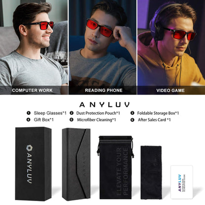 ANYLUV Blue Light Glasses for Sleep, 99.9% Blue Green Light Blocking with Red Lens, Reduce Eye Strain Computer Glasses