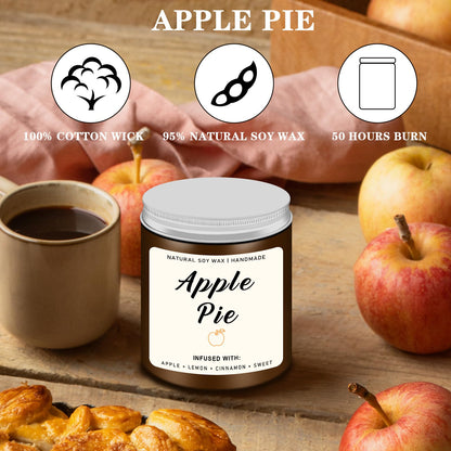 Homsolver Set of 4 Fall Scented Candles, Home Fall Decor, Candles Gifts for Women Men - Apple Pie/Autumn Wreath/Cozy Season/Cinnamon Pumpkin Scented for Autumn