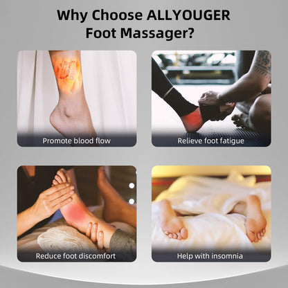 ALLYOUGER Shiatsu Foot Massager with Heat,Vibration,Air Compression and Deep Kneading for Plantar Fasciitis, Neuropathy,Improve Foot Wellness,FSA/HSA Eligible,Gifts for Women & Men（Black）