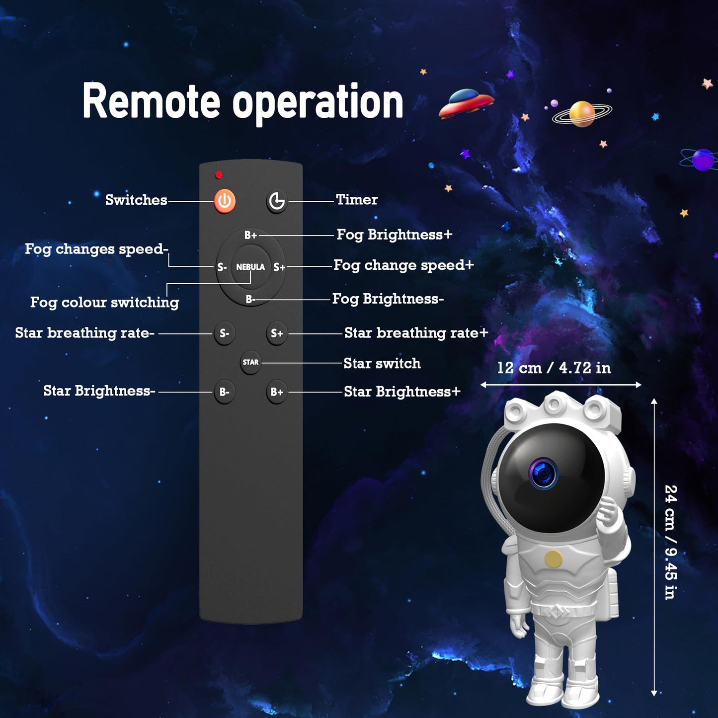 Astronaut Galaxy Projector,Starry Nebula Ceiling Lamp with Timer and Remote, Star Projector for Bedroom,LED Night Light for Kids，Gifts for Adults, Christmas, Birthday,Home Decor Aesthetic