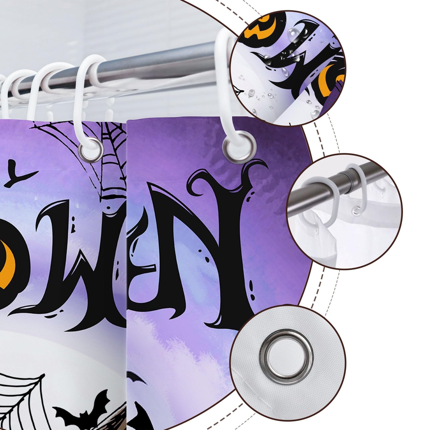 Bonsai Tree Halloween Shower Curtain Set, Halloween Bathroom Decor Set with Shower Curtain and Rugs Accessories, Spooky Curtains for Bathroom Decor Sets 4 Pcs