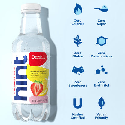 Hint Fruit-Infused Bottled Water, 4-Flavor Red Variety Pack - Sugar Free Flavored Water with Zero Calories, Natural Fruit Essences, and No Artificial Sweeteners - 16 Fl Oz (Pack of 12)