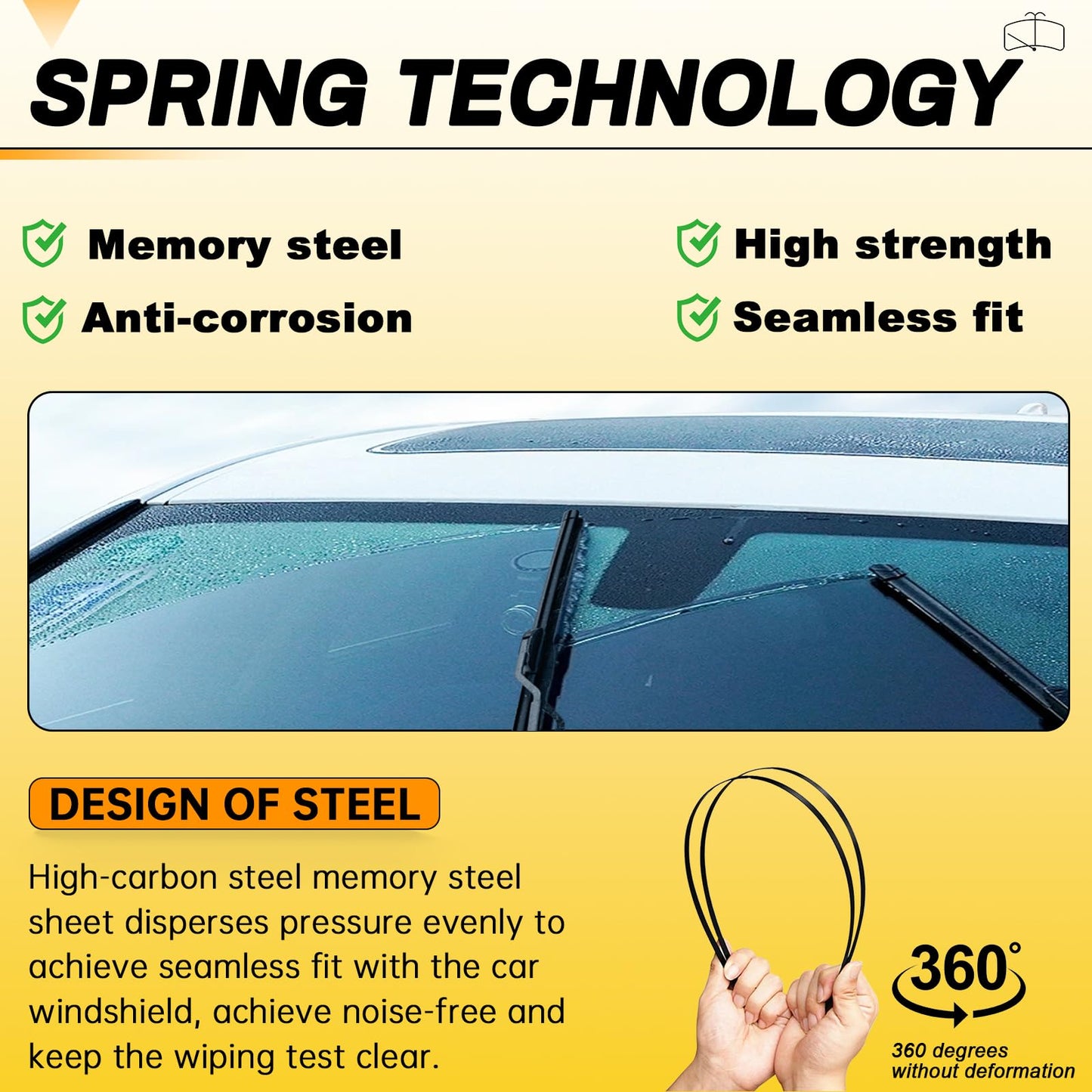 AUTOBOO 13" and 13" Windshield Wipers Blades (Pack Of 2),OEM Quality Premium All-Seasons Wiper blades,Stable and Quiet Armor wiper blades