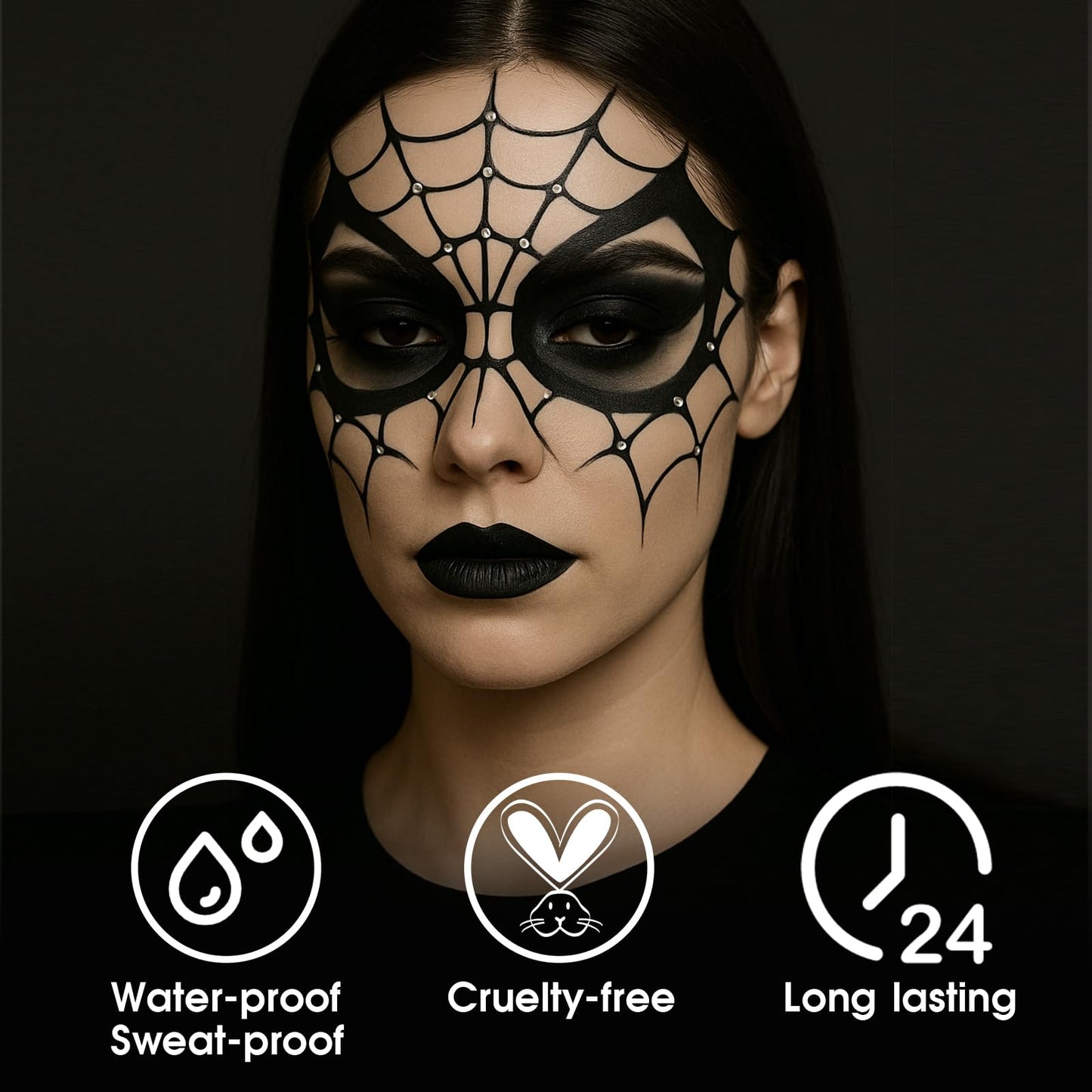 BADCOLOR 3PCS Black Face Body Paint Stick Set for Adults Children, Non-Toxic Hypoallergenic Eye Black Sticks for Halloween Baseball, Softball, Football, Lacrosse, Soccer, Hockey