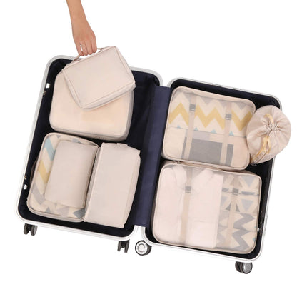 BAGAIL 8 Set Packing Cubes Luggage Organizer Bags for Travel Accessories-Cream