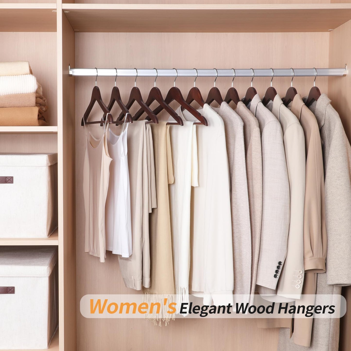 Amazon Basics Durable Wooden Suit Clothes Hangers - Cherry, 20-Pack