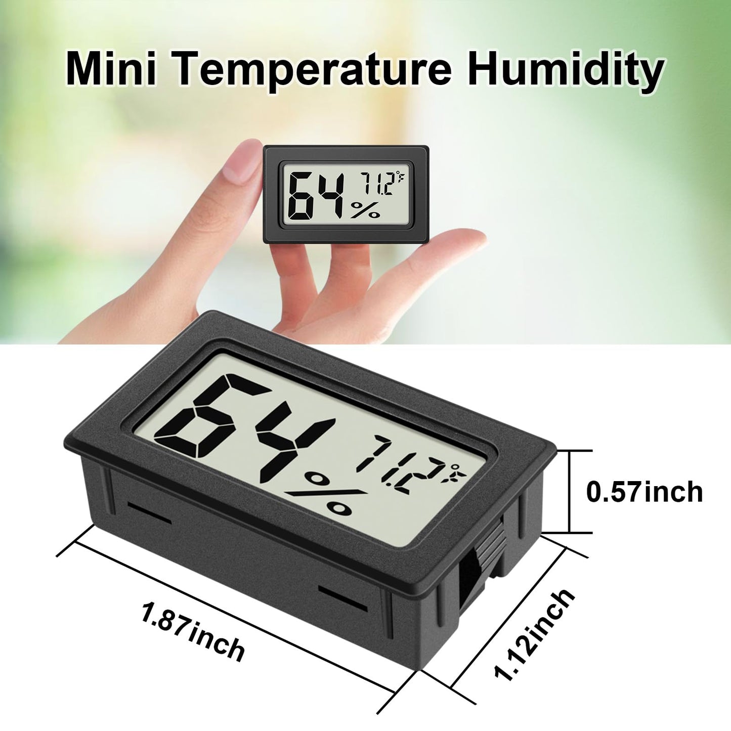 6-Pack Mini Hygrometer Indoor Humidity Meter, Mini Digital Thermometer Humidity Gauge Meter, Indoor Thermometer Hygrometer Monitor Fahrenheit (℉) for Reptile Thermostat, Jars Reptile, Fridge