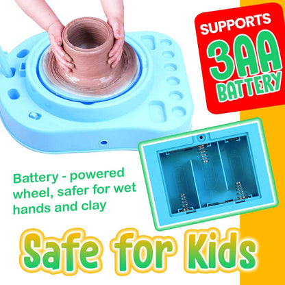 Insnug Mini Kids Pottery Wheel: Complete Painting Kit for Beginners with Modeling Clay and Sculpting Tools, Arts & Crafts Small Banding Wheel for Pottery, Tiny Pottery Wheel for Kids Age 8-12, 10-13