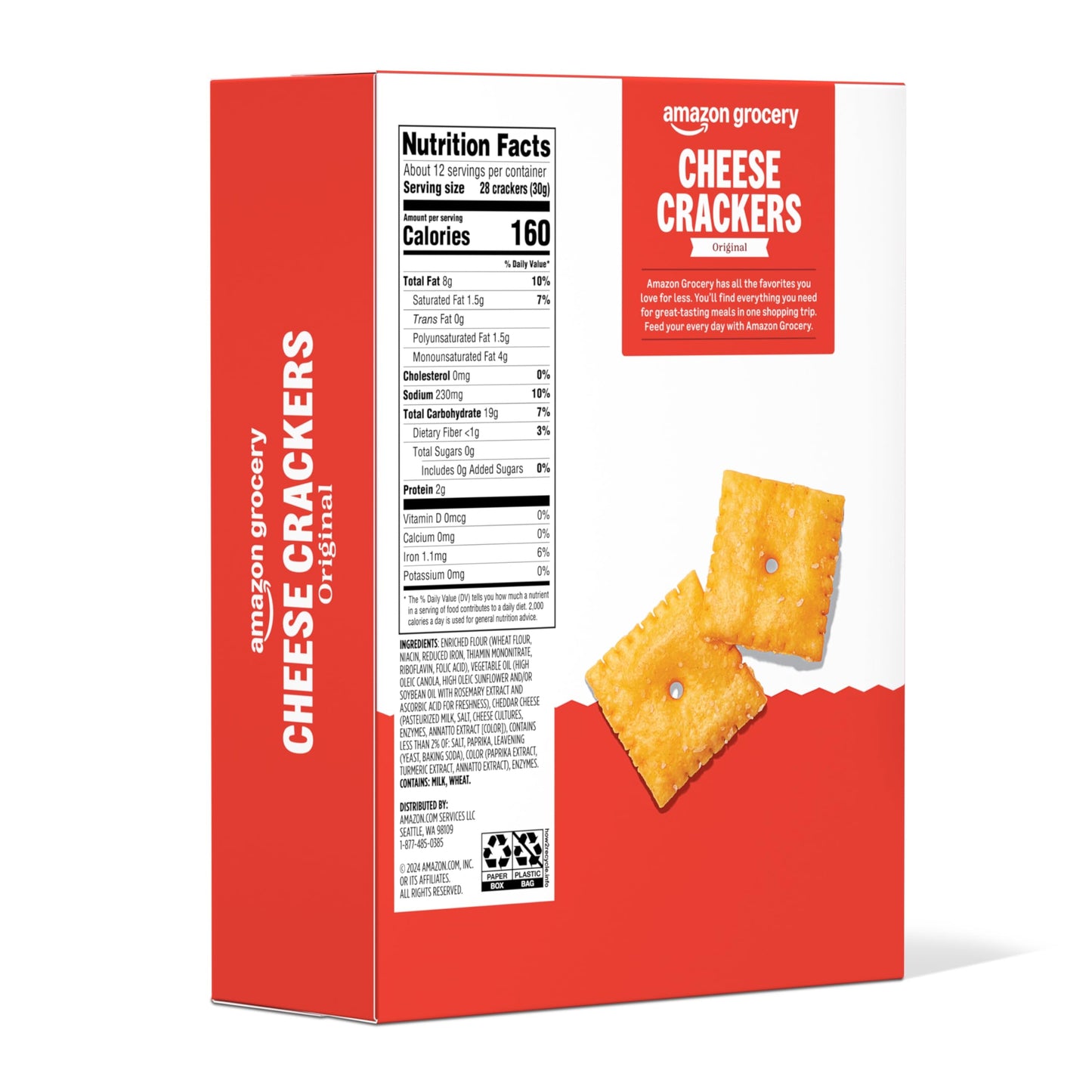 Amazon Grocery, Original Cheese Crackers, 12.4 Oz (Previously Happy Belly, Packaging May Vary)