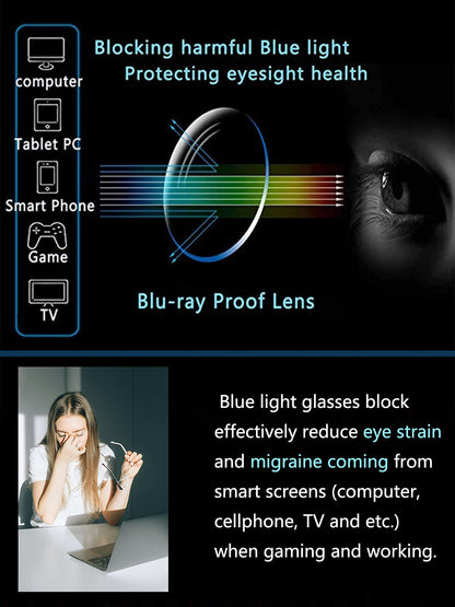 Blue Light Blocking Glasses for Women Men Classic Semi Rimless Fake Nerd Anti Blue Ray Computer Eyeglasses (Bright Black/Silver)