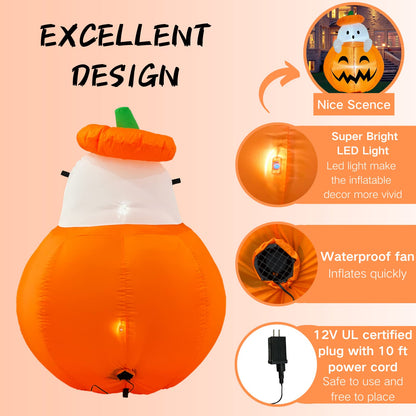 Buheco Inflatable Pumpkin Ghost Halloween Decorations Outdoor Blow Up 4ft Giant Cute Scary Yard Decor Inflatables Built in Led Lights for Indoor Outside Lawn Garden Holiday Fall Family Party Props