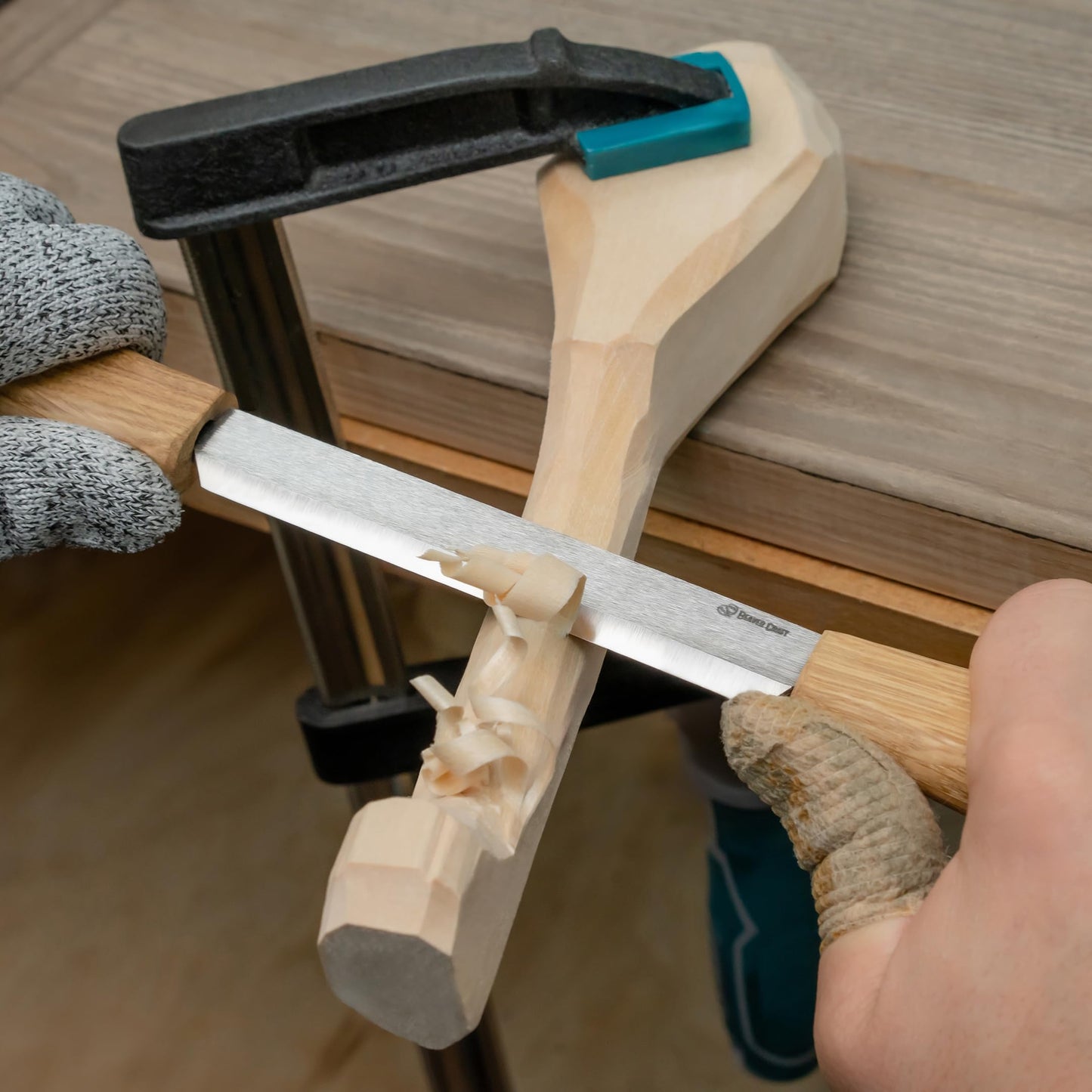 BeaverCraft Draw Knife Woodworking Tool 4.3"- Drawknife Wood Carving Knife with Leather Sheath DK2s - Whittling Knives for Shaping, Detailing, Spoon Carving - Whittling Tools