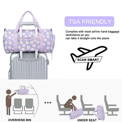 BLUBOON Duffle Bag Girls Kids Cute Gym Bag with Shoes Compartment & Wet Separation Waterproof Sports Overnight Travel Bag