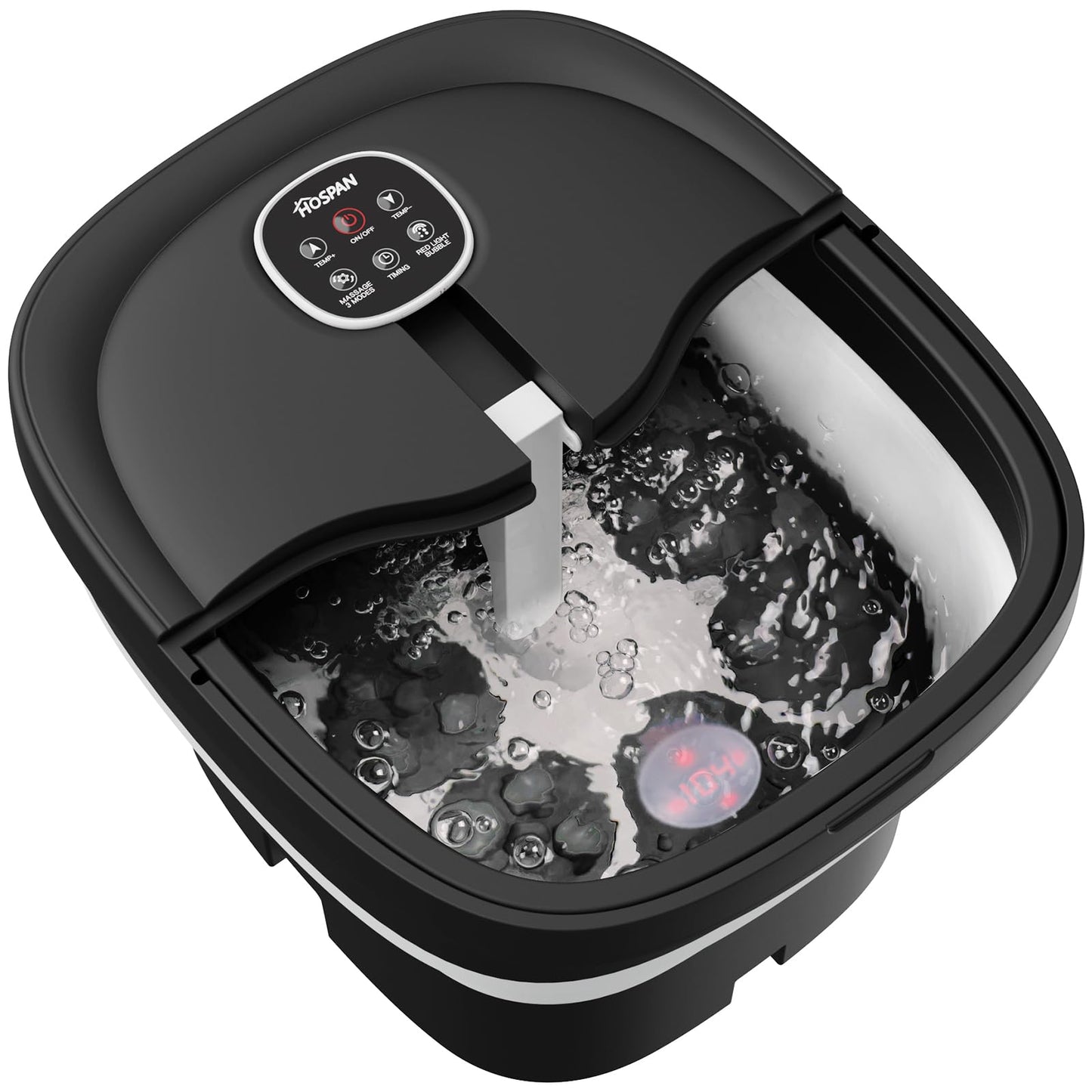 HOSPAN Collapsible Foot Spa Electric Rotary Massage, Foot Bath with Heat, Bubble, Remote, and 24 Motorized Shiatsu Massage Balls. Pedicure Foot Spa for Feet Stress Relief - FS02A