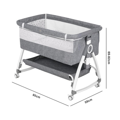 Advwin Bedside Crib with Mattress, Bedside Co-Sleeper Grey