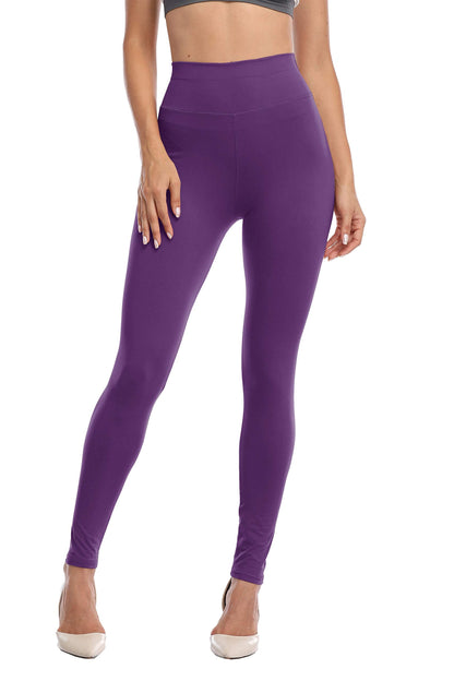 High Waisted Leggings for Women Soft Compression Yoga Pants Tummy Control Opaque Slim Workout Running Pants Dark Purple