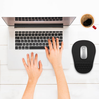Hasinart Ergonomic Mouse Pad Wrist Rest with Massage Design, Space-Saving Mousepad Wrist Support, Memory Foam Wrist Rest with Non-Slip PU Base for Computer Desk, Black