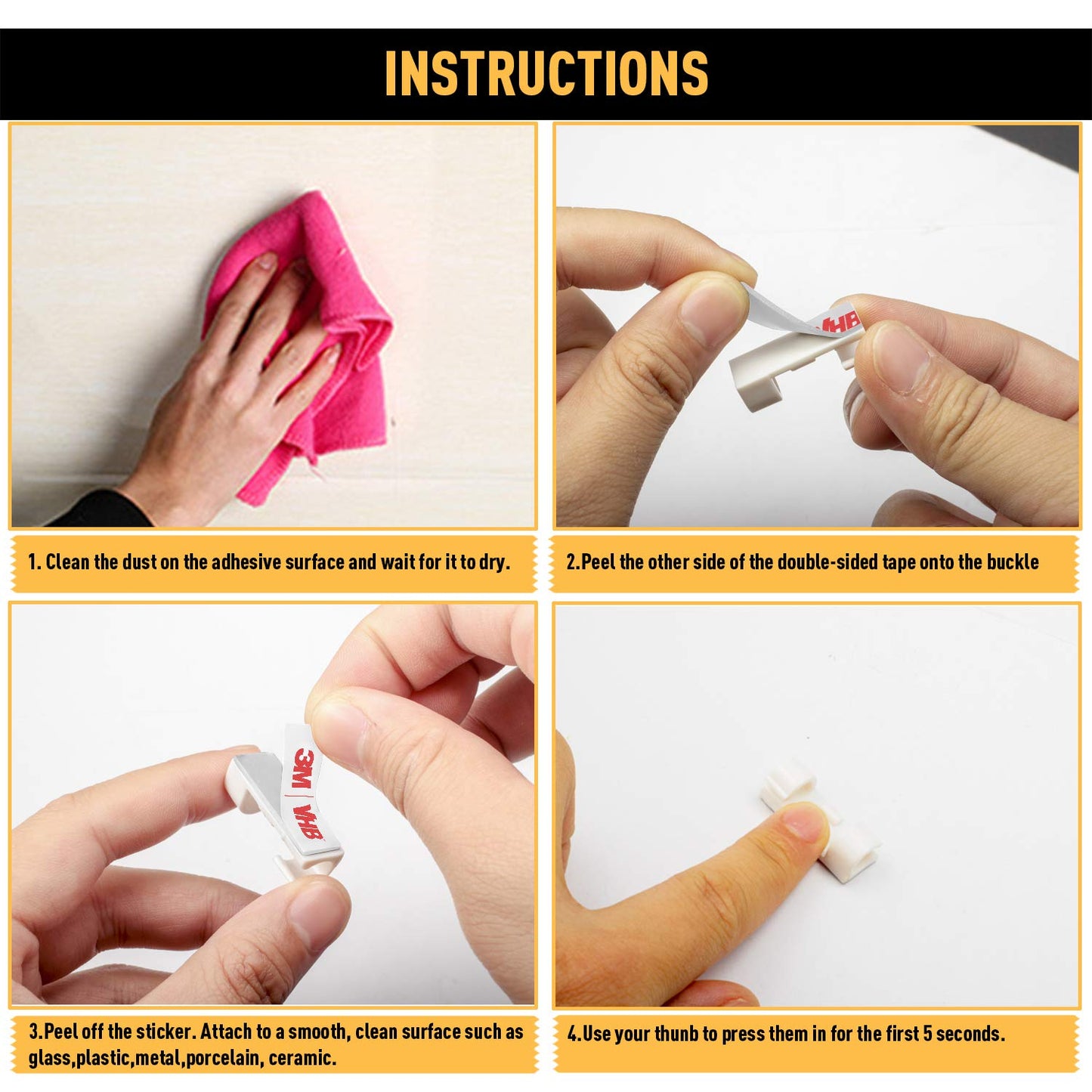 Cable Clips with Strong Self-Adhesive, XIAOXI Cord Organizer Cable Management Organizing Cords Wire for Car, Home and Office - 20 Pcs (White)