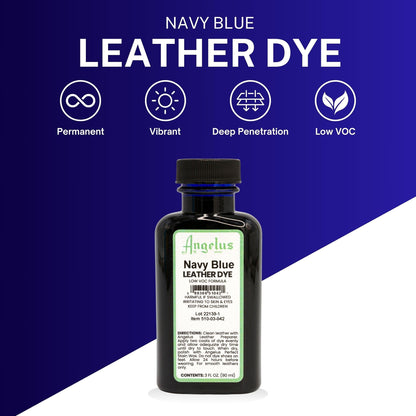 Angelus Leather Dye - Flexible Leather Dye for Shoes, Boots, Bags, Crafts, Furniture, & More 3oz (Navy Blue)