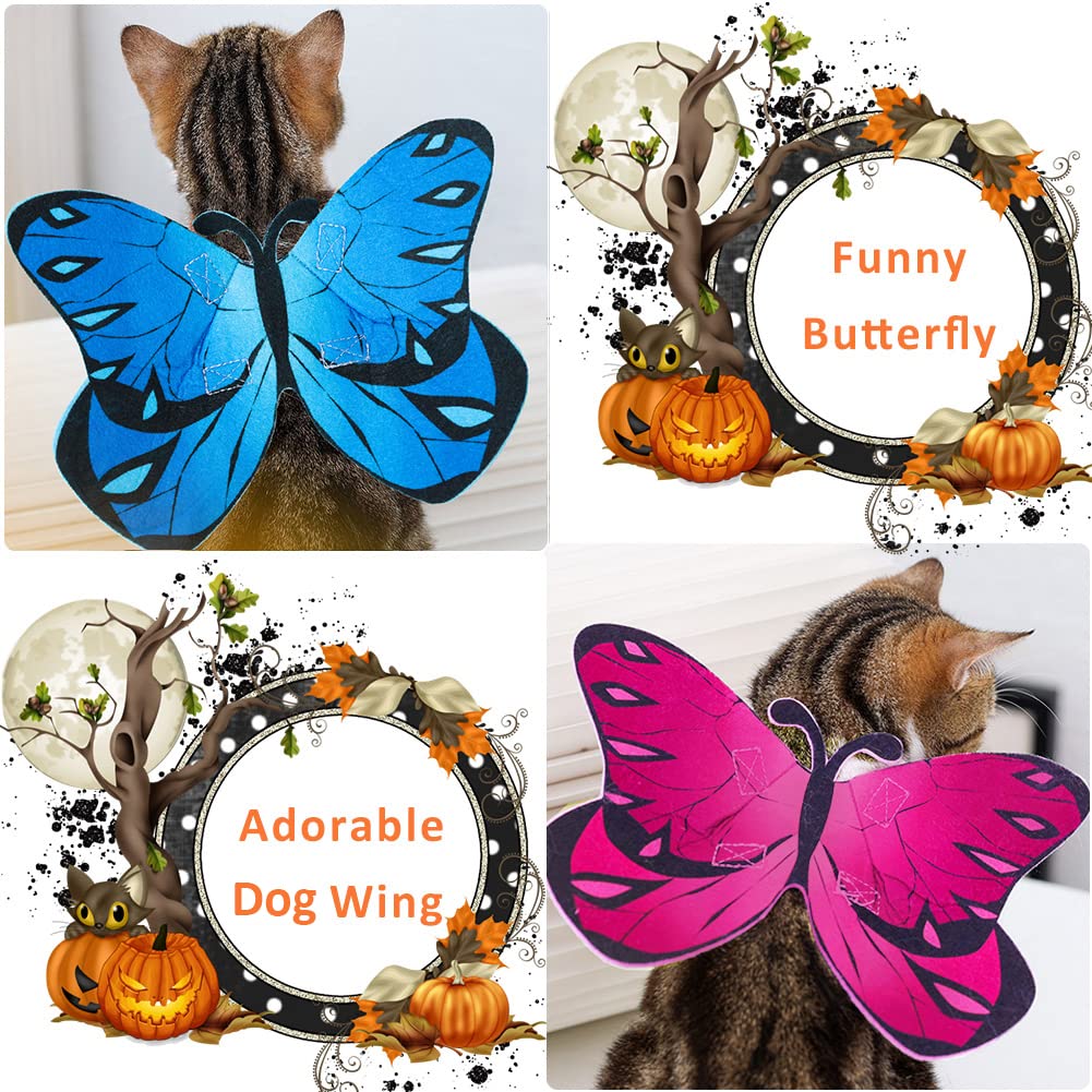 Butterfly Dog Costume Wings, Cat Dog Halloween Costumes Fairy Wings for Small Medium Large, Pet Clothes Puppy Outfit for Christmas Birthday Party Photo Props Dress up Accessories