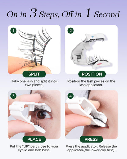 BEYELIAN Magnetic Eyelashes with Applicator Kit, No Glue Needed Reusable Natural Look 3D Lashes, Easy Apply Soft Magnetic Lashes for Eye Makeup (Lightweight & Comfortable)