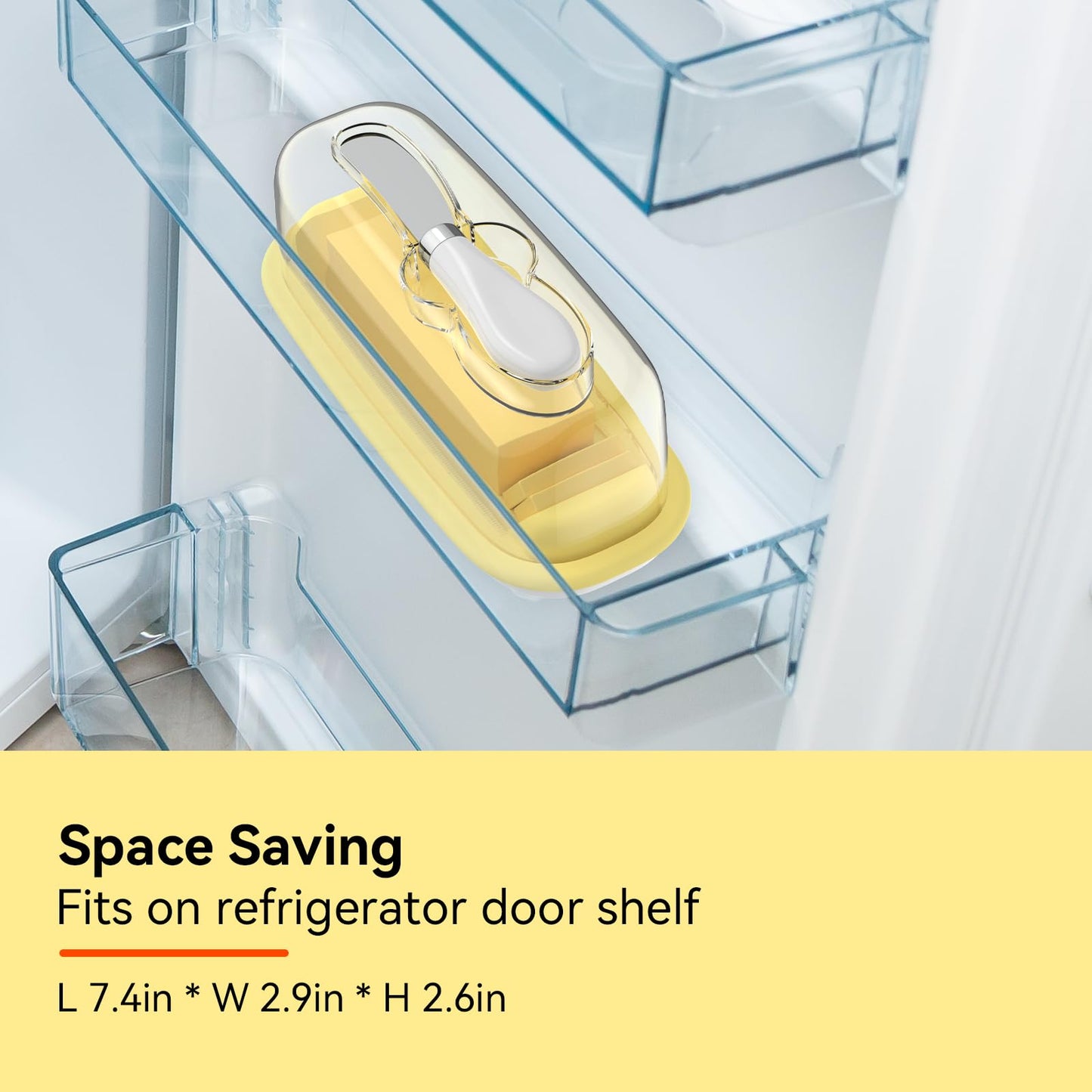 Butter Dish with Lid and Knife for Countertop and Refrigerator, Butter Stick Holder with Airtight Transparent Cover that Keeps Butter Soft