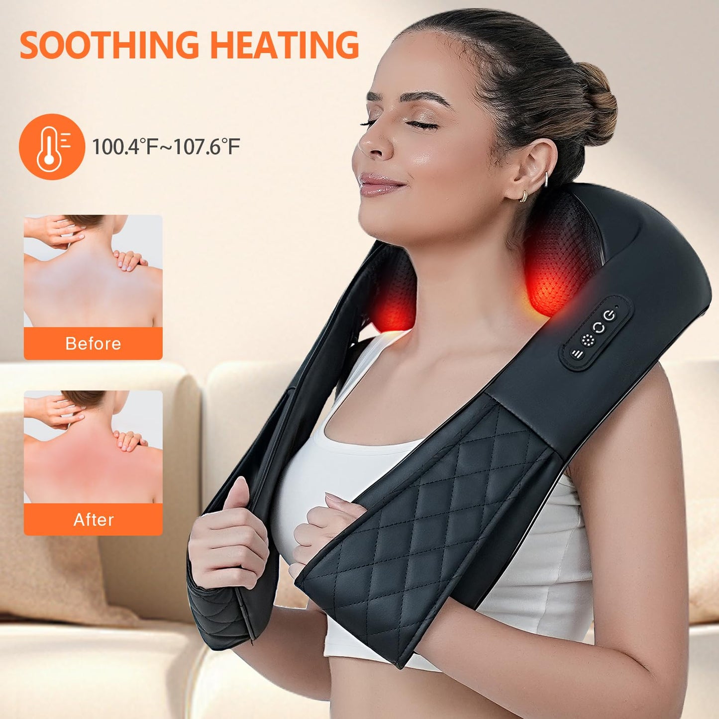 Admbm Back and Neck Massager,Shiatsu Back Massager with Heat,Cordless Portable Kneading Shoulder Massage Shawl Electric Massage Pillow for Pain Relief Deep Tissue Gifts for Dad Mom Friends