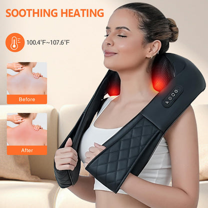 Admbm Back and Neck Massager,Shiatsu Back Massager with Heat,Cordless Portable Kneading Shoulder Massage Shawl Electric Massage Pillow for Pain Relief Deep Tissue Gifts for Dad Mom Friends