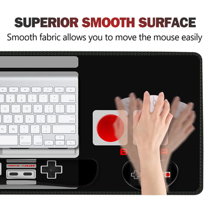 ARTSO Large Gaming Mouse Pad, Keyboard Wrist Rest Pad & Wrist Support Mousepad Set, Stitched Edge, Extended, Non-Slip Base, Memory Foam Desk Mat, Black Game Console