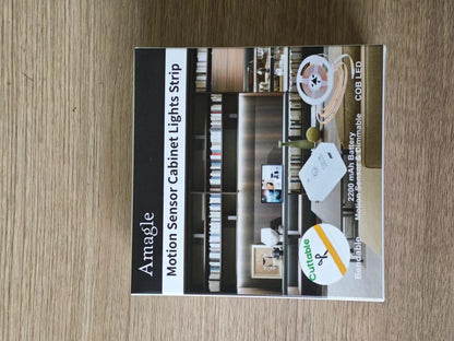 Amagle Under Cabinet Lights, 60 Leds Dimmable Motion Sensor Light Indoor, 2200mAh Rechargeable Battery Closet Lights, 6000K White COB Led Strip Lights for Bedroom, Kitchen, Stair, Shelf, 2 Pack,6.56FT