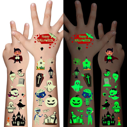 Awinmay Luminous Halloween Temporary Tattoos for Kids - 360 Pieces Halloween Glow In The Dark Tattoos for Boys and Girls,Bulk Halloween Prizes Treat or Trick Party Favor Goody Bag Stuffers 20 Sheets