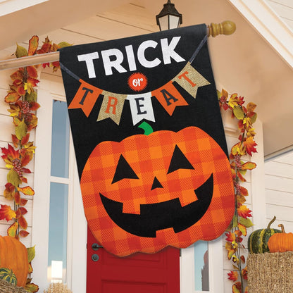 Briarwood Lane Trick Or Treat Pumpkin Burlap Halloween House Flag 28" x 40"