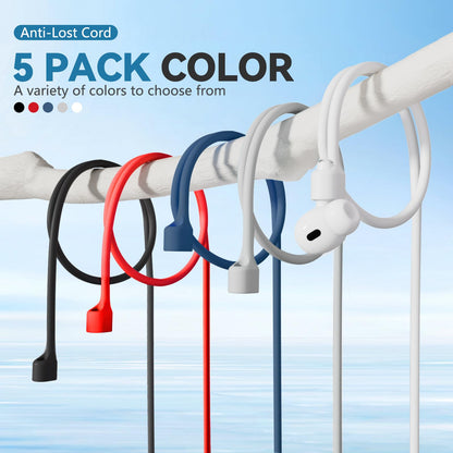 5 Pack Ultra Strong Magnetic AirPods Straps, Anti-Lost Cord for AirPods 4rd / AirPods Pro 1st and 2nd / AirPod 3rd /AirPod 1st and 2nd,Silicone Sports Lanyard and Ear Hook- 5 Straps + 2 EarHook