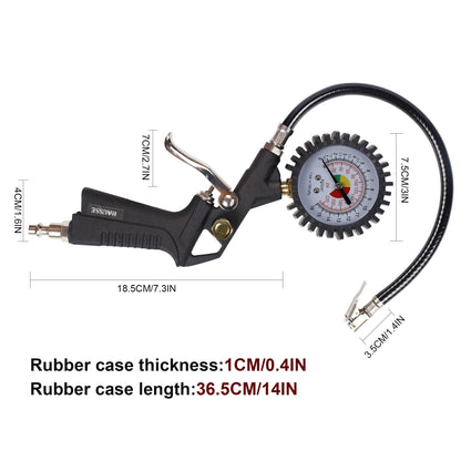 Hausse Heavy Duty Air Compressor Accessory Kit, Air Blow Gun and Air Hose Fittings, 1/4" NPT Air Tool Kit with 100 PSI Tire Inflator Gauge