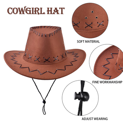 ZZIHAN Kids Cowboy Costume Chaps Vest for Boys Role Play Cowboy Cowgirl Hat Bandanas Sunglasses Dress up Accessories for Toddlers Boys Girls Birthday Party Halloween Christmas Cosplay Gift 3-5T