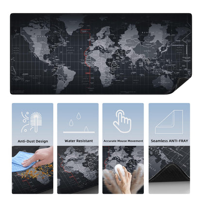 5 in 1 Keyboard Mouse Pad Set, Mouse Pad Wrist Support, Extended Gaming + Keyboard Wrist Rest Support, (34.5×15.7 in) Large Ergonomic Mousepad Desk Mat Combo -Black World Map (1-5 Sets-World Map)